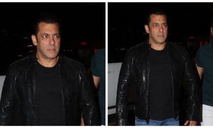Salman Khan rocked a black leather jacket at  Mumbai Airport
