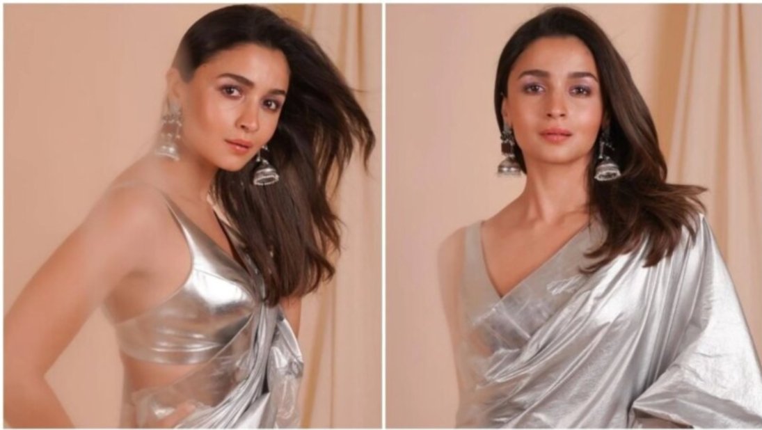 Alia Bhatt slayed in a  25k silver saree made from recycled nylon…Yay or Nay?